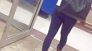 cute mixed chick in black leggings