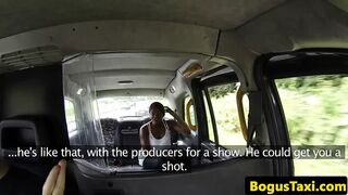Talented taxi ebony gets a mouthful of cum