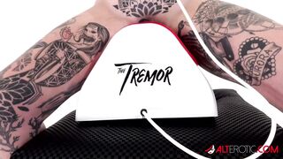 Tattooed Amber Luke rides the tremor for the first time