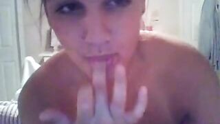 BBW plays for cam and sucks fingers