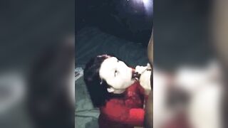 slut gf deepthroat bbc and swallow cum