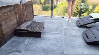 Squirting lot On a patio in the mountains – Orgasm