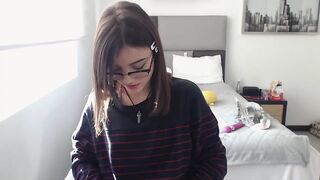 Sexy Colombian nerd with angelic face and glasses gets doggystyle