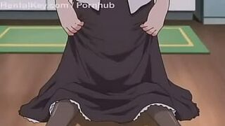 Modest maid sucks cock and fucks (Uncensored Hentai)