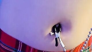 Outie Belly Button Torture With A Nipple Clamp