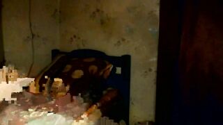 Hacked laptop camera. Girl puts on a bra