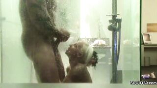 Real german couple caught fuck in shower by cam