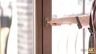 OLD4K. Old daddy arrives at home to fuck his attractive...