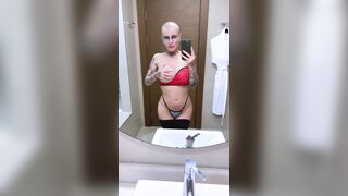 at the hotel, I'm fingering my pussy with a tattoo,doll with big tits