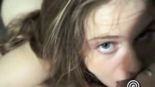 Cute girl sucks and licks balls and earns huge facial reward