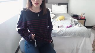 Innocent otaku girl just started as a webcam model
