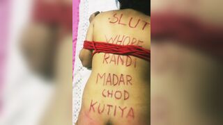Indian wife bdsm slave slut tied and whipped, big ass – moaning loudly