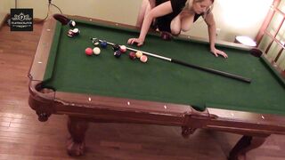 Hot MILF wife gets a hard handling on pool table. Huge tits rocking.