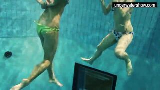 Andrea and Monica hot teens in the pool