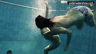 Andrea and Monica hot teens in the pool