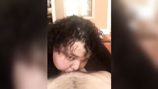 Brunette BBW Deepthroats Cock Hard