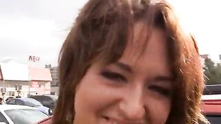 Front door fuck for a busty hottie