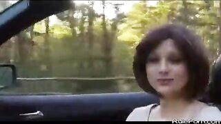 Riding around with sperm on her face