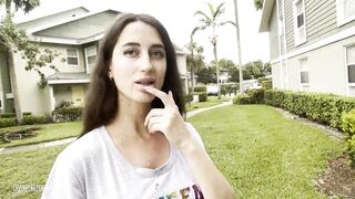 Walking down the street with cum on face