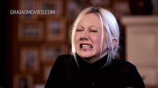 Girl pussy stuffed with a painful device
