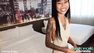 Seductive and skinny Pikka Thai returns for another dose of thick white cock