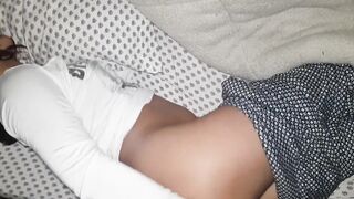 I love it when my friend gets into my bed and thrusts her cock into me