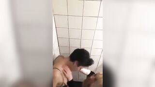 Lesbian femdom dominates a freind in bathroom humiliates her