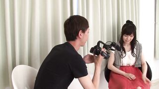 Japanese young brunette gives amazing blowjob