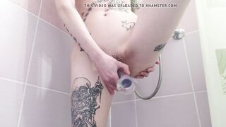 dildo playing in bathroom