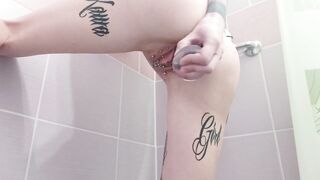 dildo playing in bathroom