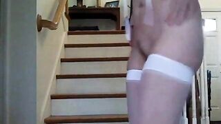 Friend's Hot girl strips in thigh highs