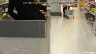 woman sticks plug up her ass inside the supermarket