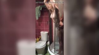 Pale blonde fucked in the shower