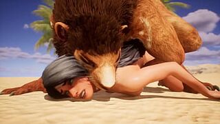 Furry fucks a bitch in the desert | Big Cock Monster | 3D Porn Wild Life