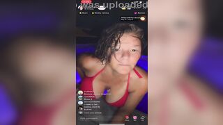 Hot busty milf in pool