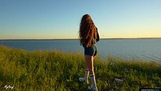 ️ Risky public creampie in nature!