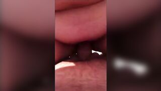 Chubby redhead sucks and fucks in backyard