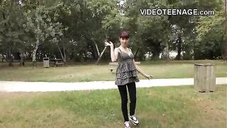 brunette teen does porn casting