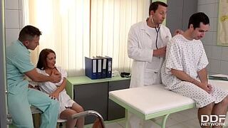 Clinic threesome with Milf Dominica Phoenix leads to double penetration