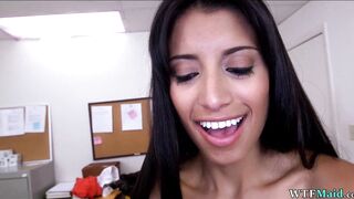 Hot Latina cleaning lady sucks his dick