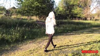 Mia Casanova pee outdoor