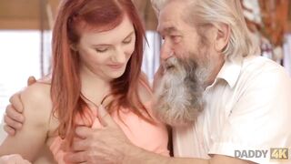 DADDY4K. Lovely redhead has crazy sex with old man