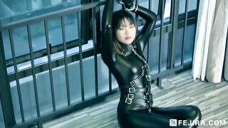 Fejira com Girl on leather single glove torture P2