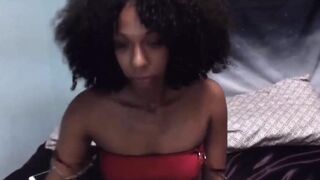 Curly black woman Mars May who loves to play with herself