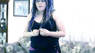 Ugly fat white chick performs striptease for the camera
