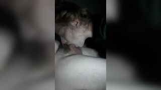 Fat guy taping his girl while she pleases him