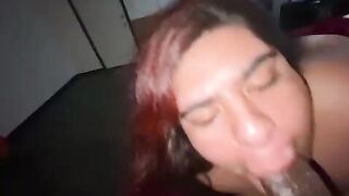 Mexican House Keeper Sloppily Sucks My Monster BBC (Spit on her face Slapped & Facial)