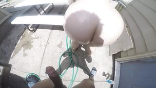 Juicy sucks BBC outside by the pool & get's fucked good!