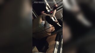 The Polish master rattles a young bitch, bound by a rope in