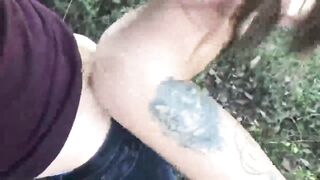 young tattooed babe gets fucked in woods